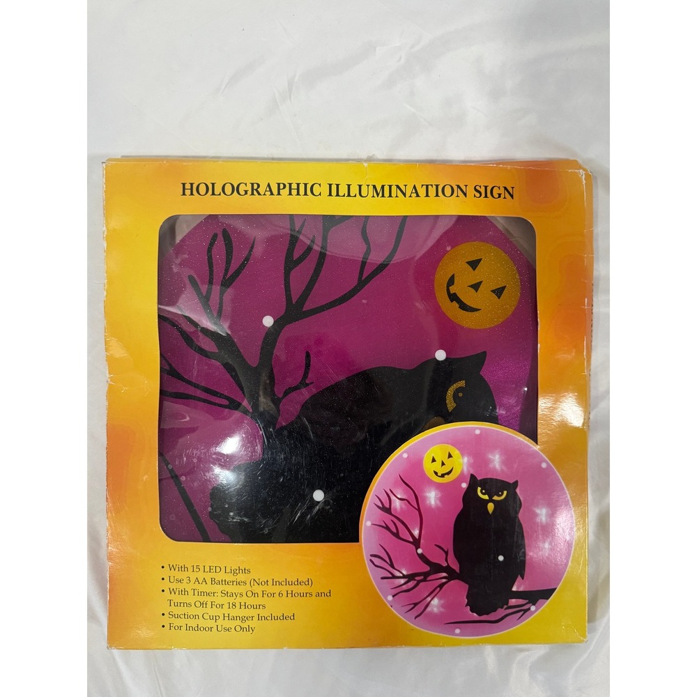 Crown King Halloween Holographic LED Illumination Sign Owl Window Decor 2013